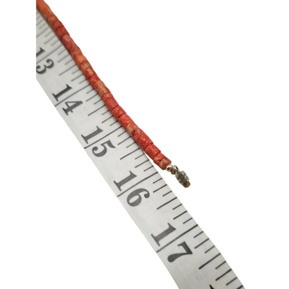 Vintage Red Coral White MOP Shell Beaded Necklace With Metal Clasp - Picture 6 of 6